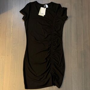 H&M Black Ruched Dress size M